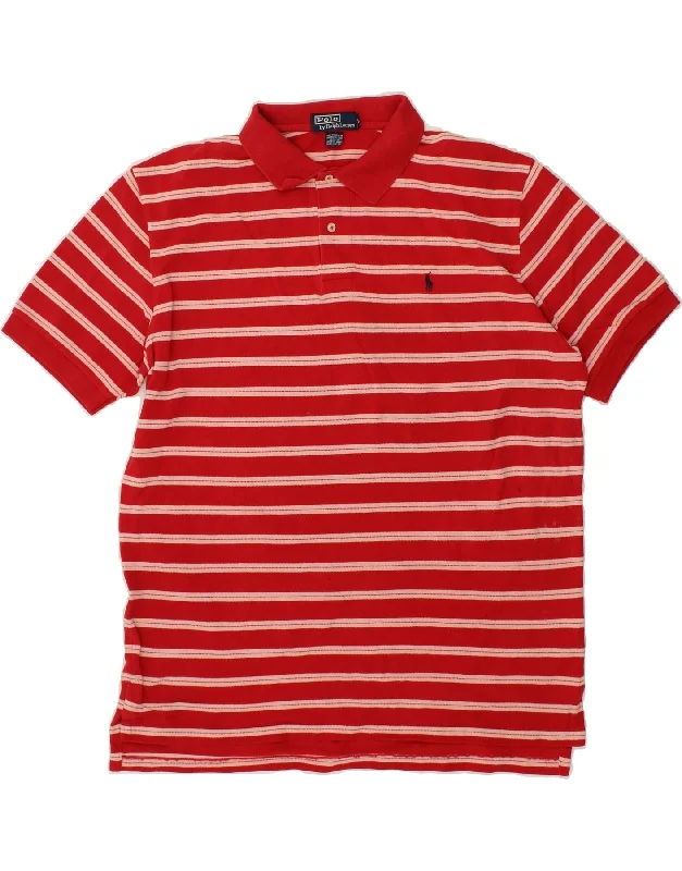 POLO RALPH LAUREN Mens Polo Shirt XL Red Striped CottonComfortable women’s polo top