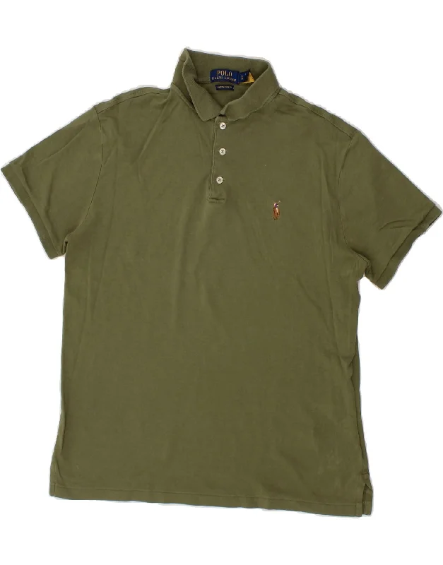 POLO RALPH LAUREN Mens Custom Slim Fit Polo Shirt Large Khaki CottonWomen’s polo shirt for weekend