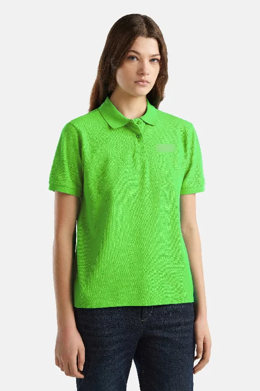 Women's Embroidered Design Short Sleeve Minor Fault Polo ShirtPolo shirt women’s comfy fit