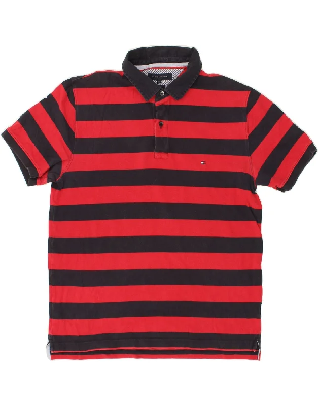 TOMMY HILFIGER Mens Slim Fit Polo Shirt 2XL Red StripedWomen’s relaxed polo shirt style