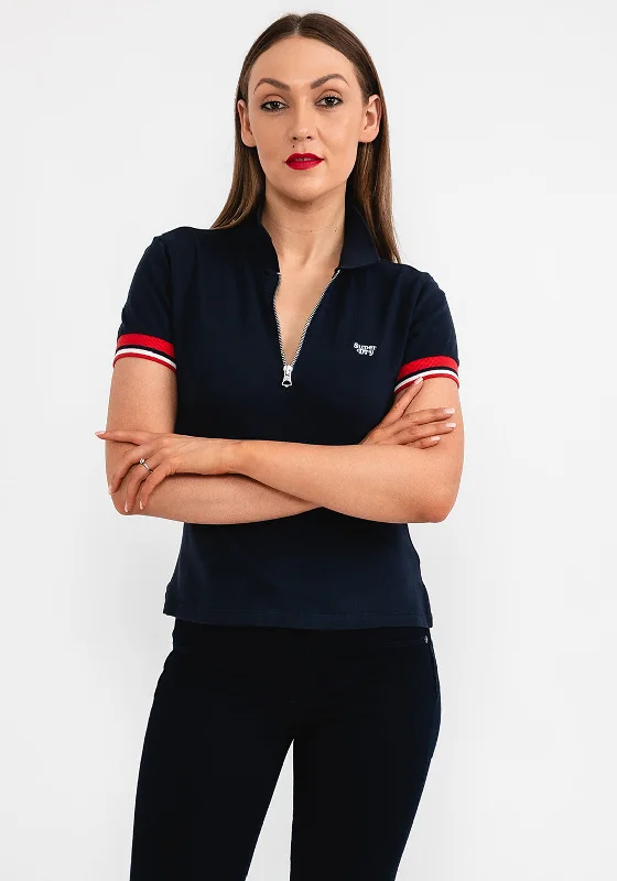 Superdry Womens Zip Polo Shirt, Eclipse NavyPremium women’s polo shirt