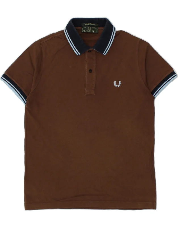 FRED PERRY Mens Polo Shirt Medium Brown Colourblock CottonWomen’s modern polo shirt fit