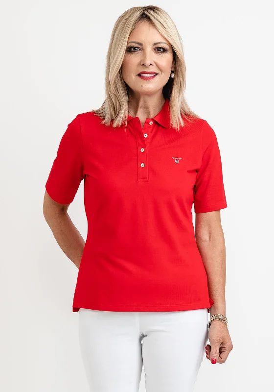 GANT Womens Pique Original Polo Shirt, Bright RedWomen’s lightweight polo shirt trendy