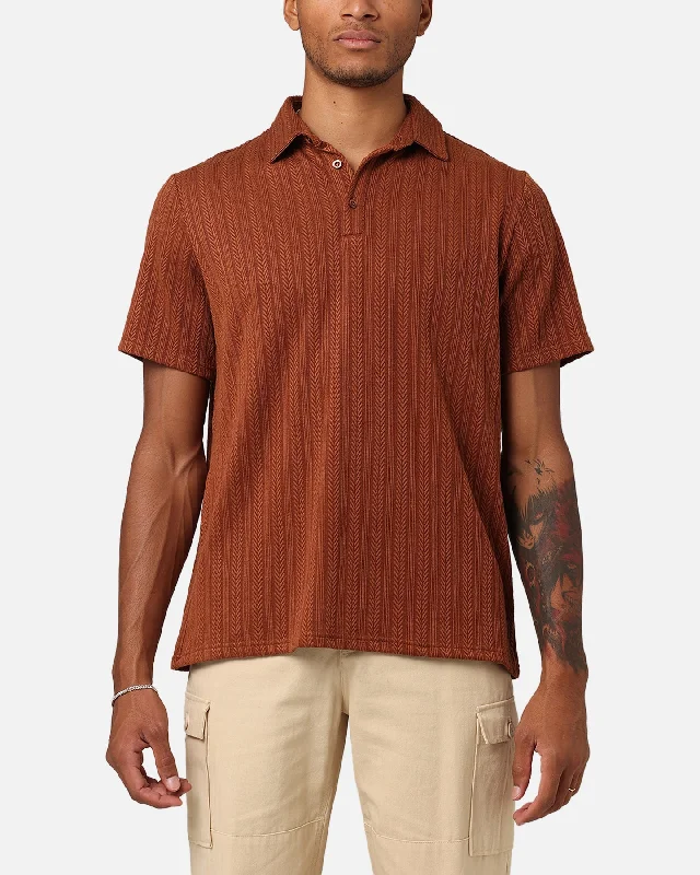 XXIII Herringbone Cable Polo Shirt BrownSummer polo shirt women