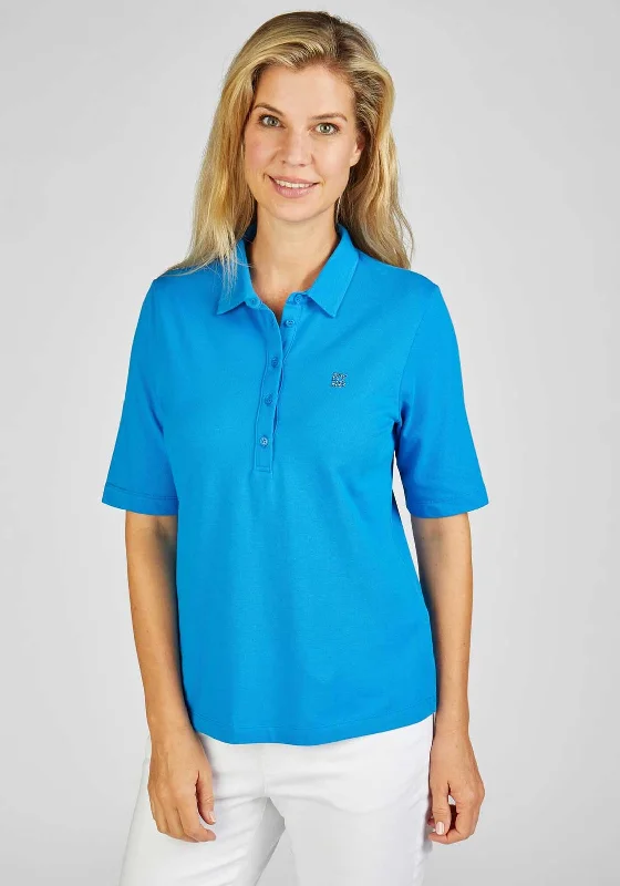 Rabe Pique Cotton Polo Shirt, BlueWomen’s versatile polo top