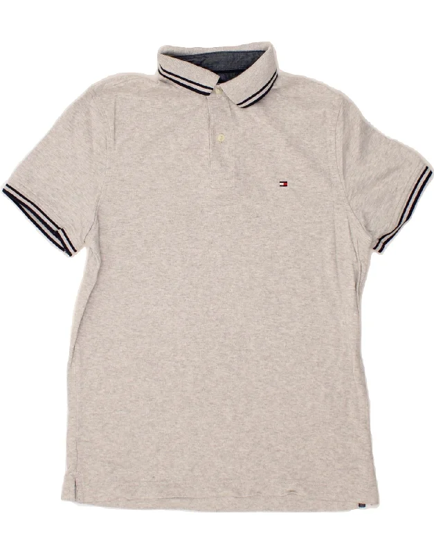 TOMMY HILFIGER Mens Custom Fit Polo Shirt Small Grey CottonWomen’s embroidered polo shirt casual