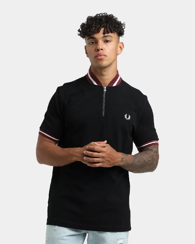 Fred Perry Striped Bomber Neck Polo Shirt BlackPolo shirt women’s with sleeves