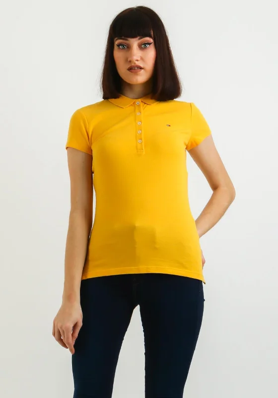 Tommy Hilfiger Womens Chiara Slim Fit Polo Shirt, YellowClassic women’s polo top