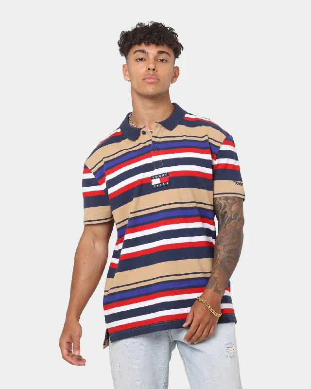 Tommy Jeans Seasonal Polo Shirt Classic Khaki StripeWomen’s polo shirt with stripes