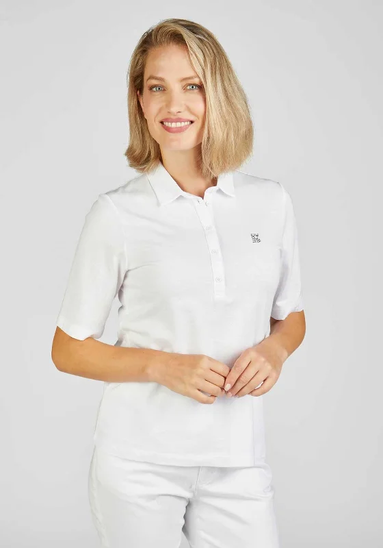 Rabe Pique Cotton Polo Shirt, WhiteWomen’s sporty casual polo shirts