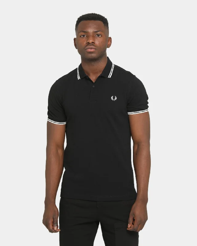 Fred Perry Twin Tipped Polo Shirt Black/White/WhiteComfortable polo shirt women’s wear