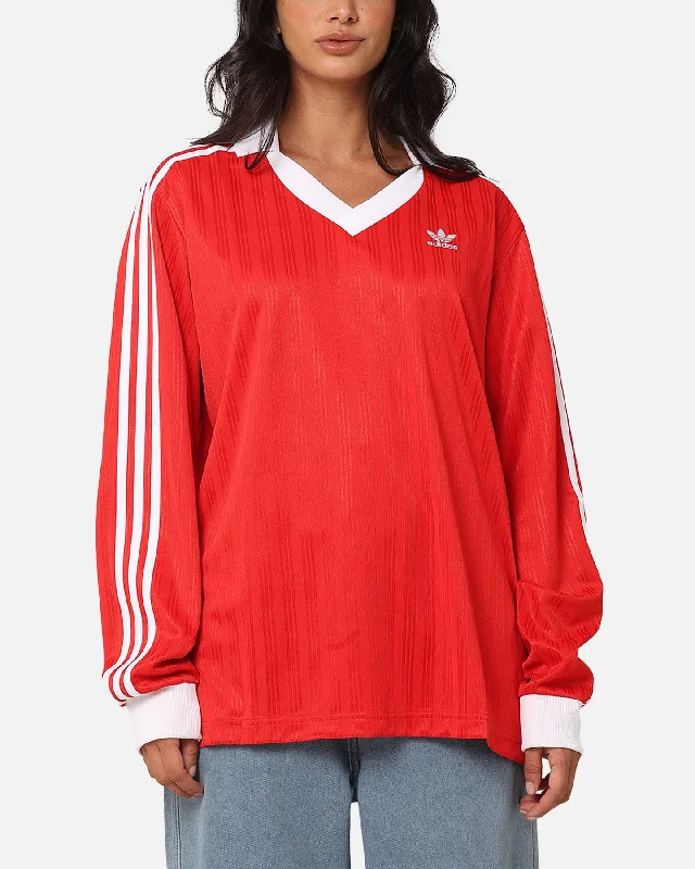 Adidas Pique Long Sleeve Football Polo Shirt Better ScarletWomen’s trendy polo shirt casual