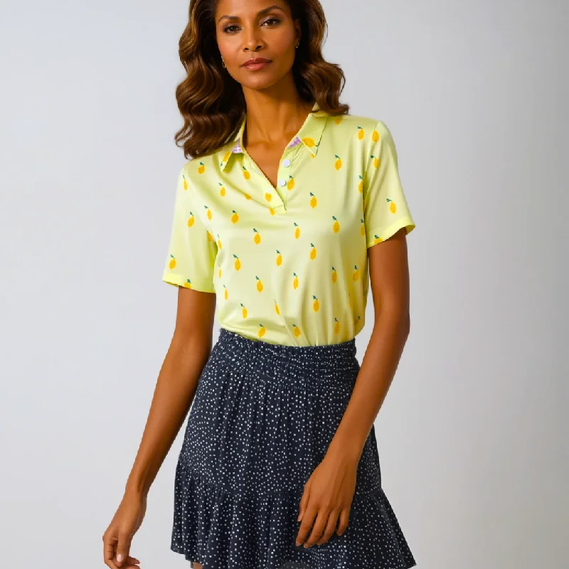 Women's Sunny Lemons Golf Tennis Polo Shirt, YellowPolo shirt women’s for everyday