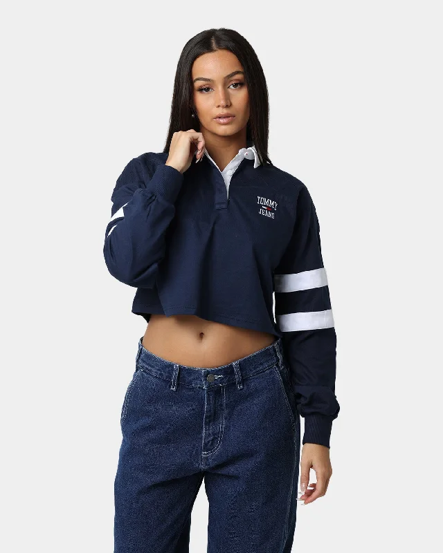 Tommy Jeans Women's Cropped College Long Sleeve Polo Shirt Twilight NavyPolo shirt women’s classic fit