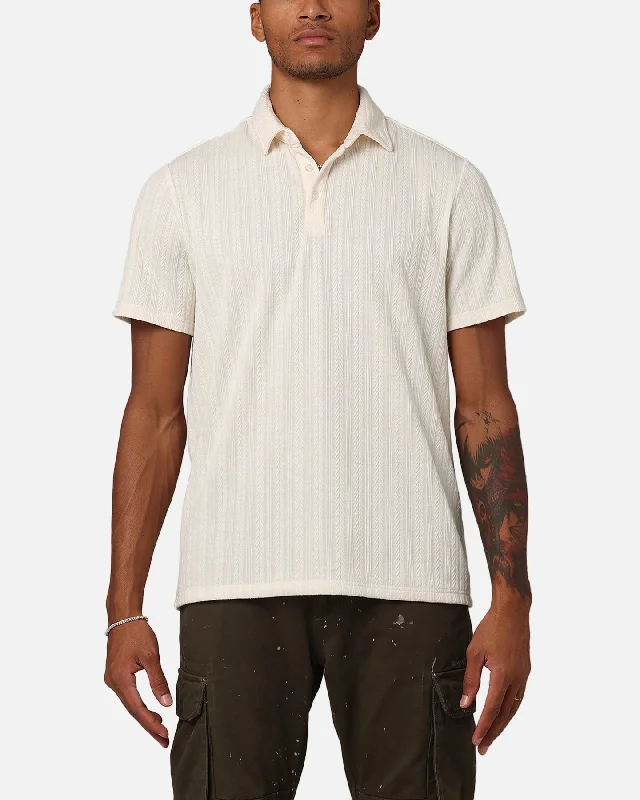 XXIII Herringbone Cable Polo Shirt CreamTrendy striped polo shirt