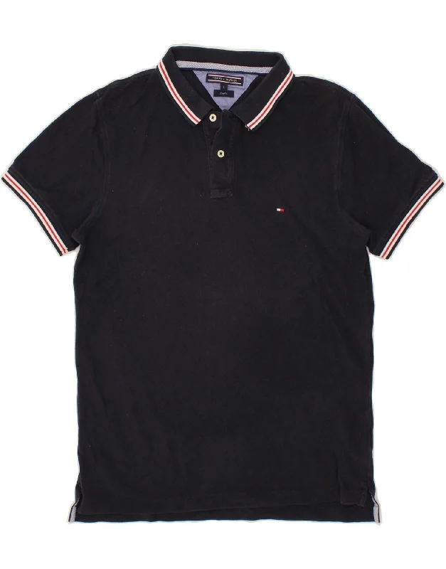 TOMMY HILFIGER Mens Slim Fit Polo Shirt Large Navy Blue CottonTrendy polo shirts women’s design