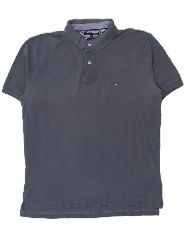 TOMMY HILFIGER Mens Polo Shirt 2XL Navy Blue CottonPolo shirt for casual wear