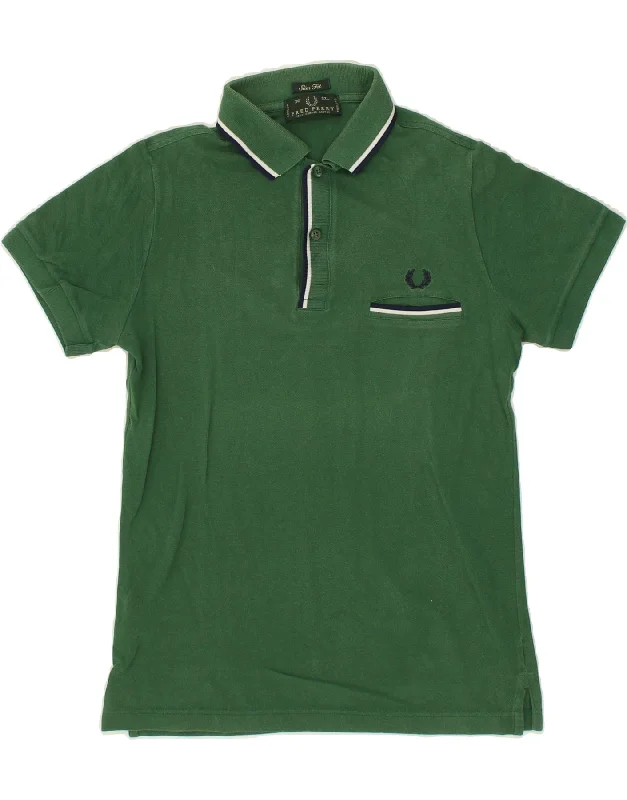 FRED PERRY Mens Slim Fit Polo Shirt Small Green CottonTrendy polo shirts women casual