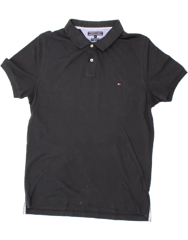 TOMMY HILFIGER Mens Slim Fit Polo Shirt XL Black CottonTrendy women’s polo shirt casual