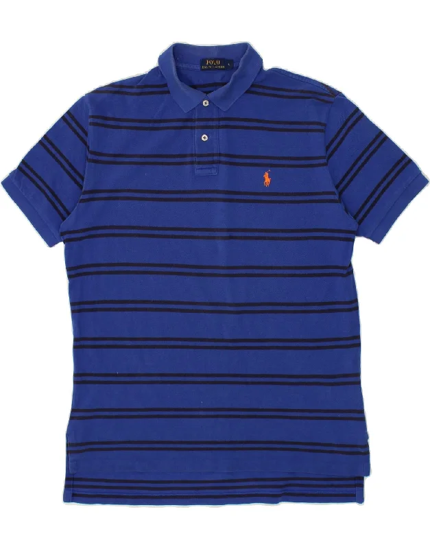 POLO RALPH LAUREN Mens Polo Shirt Large Blue Striped CottonTrendy polo shirt for women