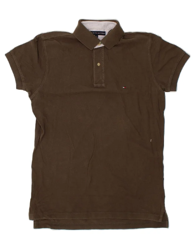 TOMMY HILFIGER Mens Polo Shirt Small Brown CottonComfortable women’s polo shirt look