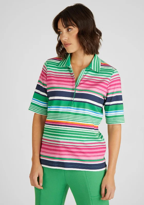 Rabe Striped Polo Shirt, Emerald & Pink MultiCasual polo top women