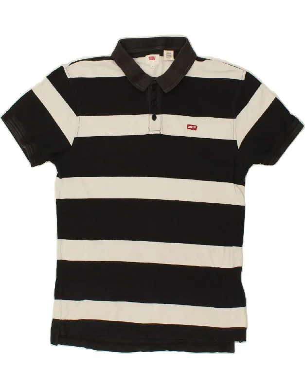 LEVI'S Mens Polo Shirt Medium Black Striped CottonWomen’s casual polo shirt wear