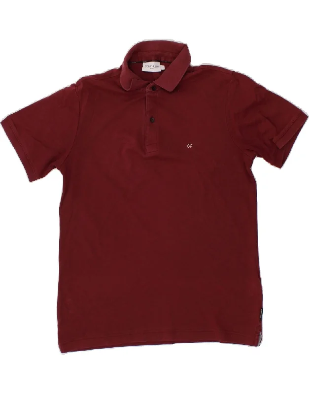 CALVIN KLEIN Mens Slim Fit Polo Shirt Small Burgundy CottonTrendy women’s polo shirt fit