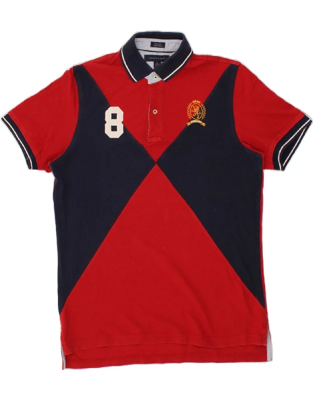 TOMMY HILFIGER Mens Graphic Custom Fit Polo Shirt Medium Red ColourblockWomen’s breathable polo shirt wear