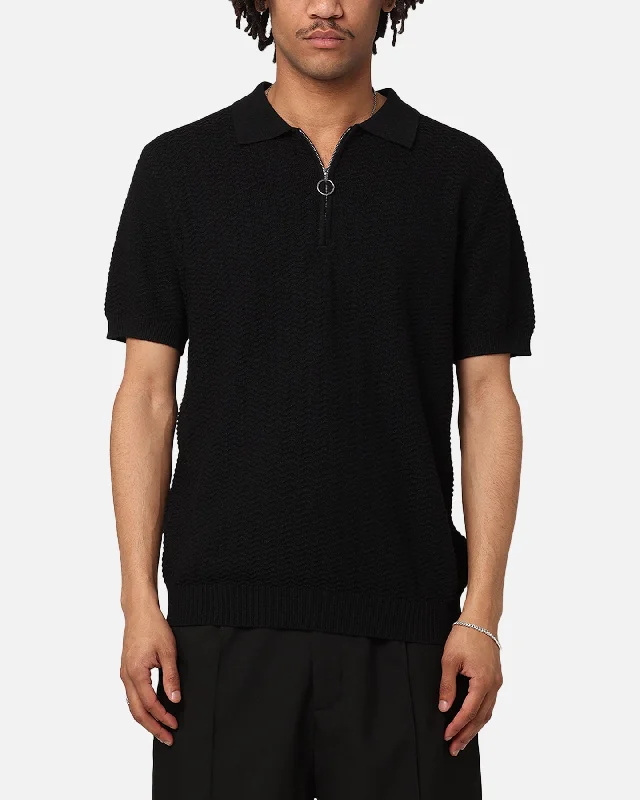 XXIII Herringbone Quater Zip Polo Shirt BlackWomen’s short sleeve polo shirts