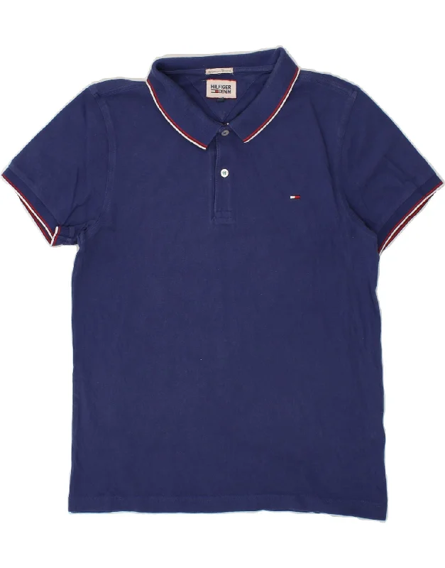 TOMMY HILFIGER Mens Polo Shirt Large Navy Blue CottonWomen’s polo with embroidery