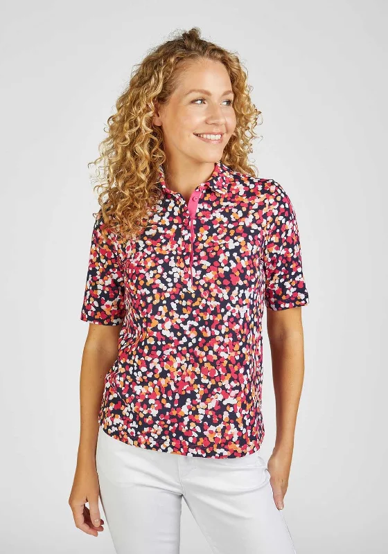 Rabe Blurred Print Cotton Polo Shirt, PinkWomen’s fitted polo shirt look