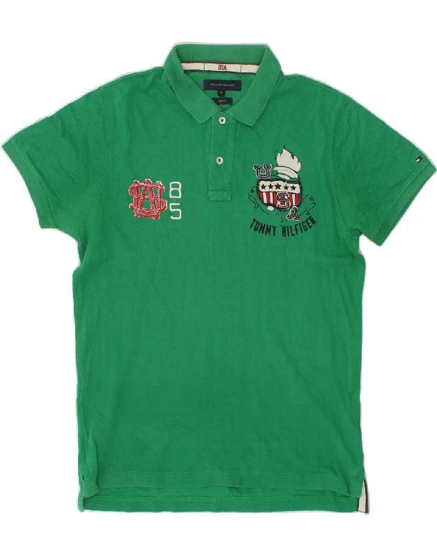 TOMMY HILFIGER Mens Slim Fit Graphic Polo Shirt Medium GreenPolo shirt women’s with pocket