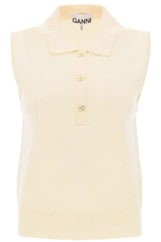 Sleeveless Polo Shirt In Wool And Cashmere Women’s classic polo shirt outfit