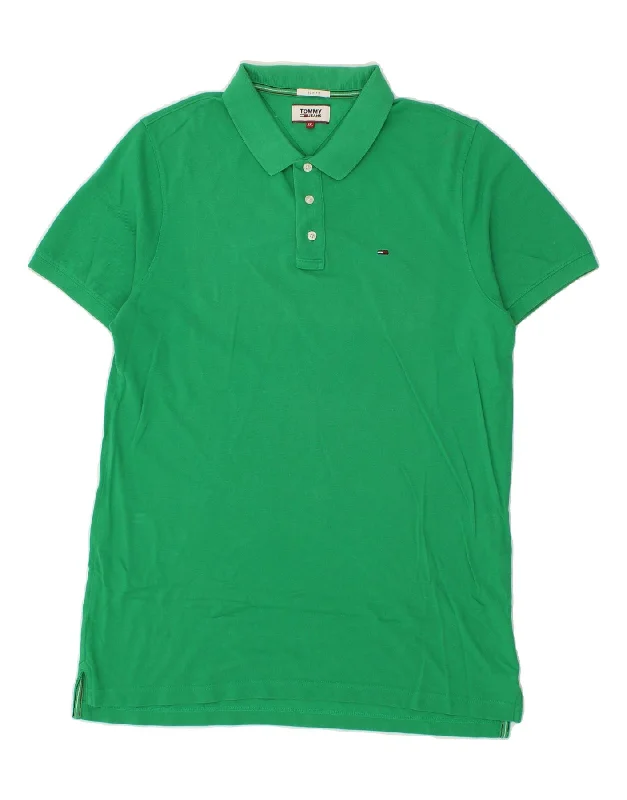 TOMMY HILFIGER Mens Slim Fit Polo Shirt 2XL Green CottonPolo shirt women’s comfortable wear