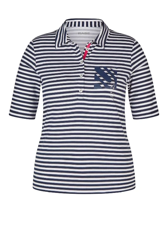 Rabe Striped Polo Shirt, Navy & WhiteClassic polo shirt women’s design