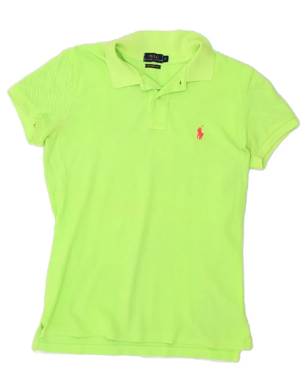 POLO RALPH LAUREN Womens Skinny Polo Shirt UK 12 Medium Green CottonWomen’s polo shirt for picnic