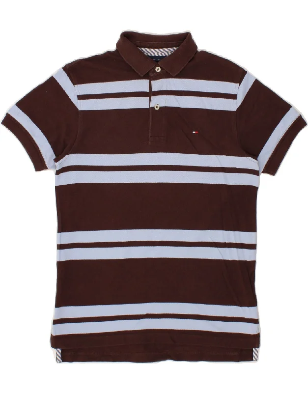 TOMMY HILFIGER Mens Polo Shirt XS Brown Striped CottonWomen’s comfortable polo shirt casual