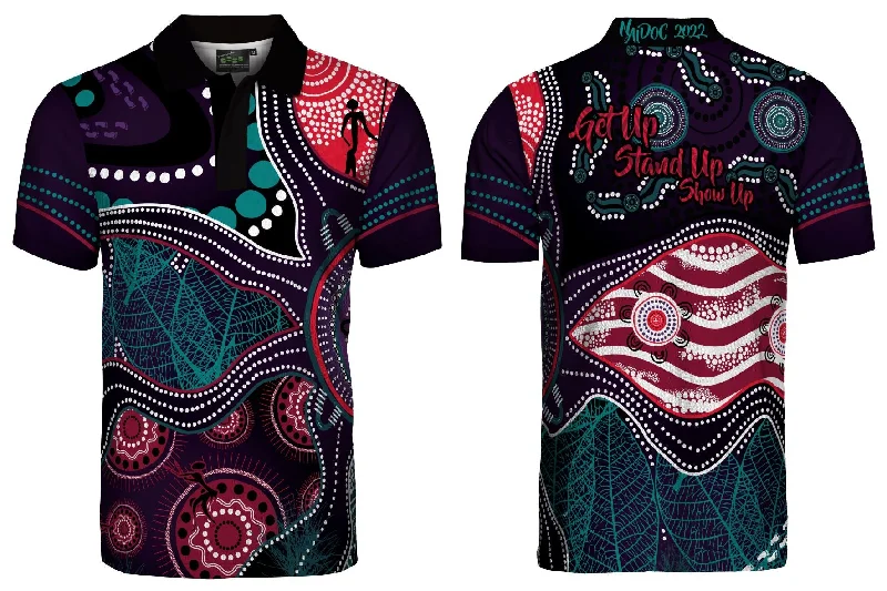 NAIDOC 2022 - Polo Shirt Adults - Design 2 Teal/RedSimple polo shirt women’s style