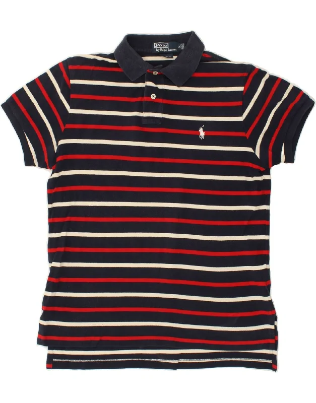 POLO RALPH LAUREN Mens Custom Fit Polo Shirt Medium Navy Blue StripedElegant women’s polo shirt look