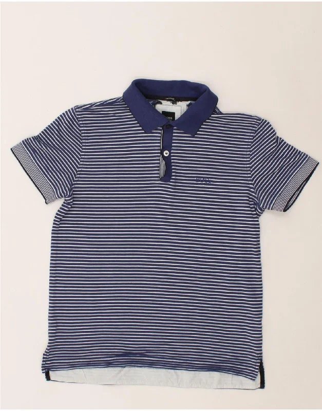 HUGO BOSS Mens Regular Fit Polo Shirt Small Blue Striped CottonVersatile polo shirt women