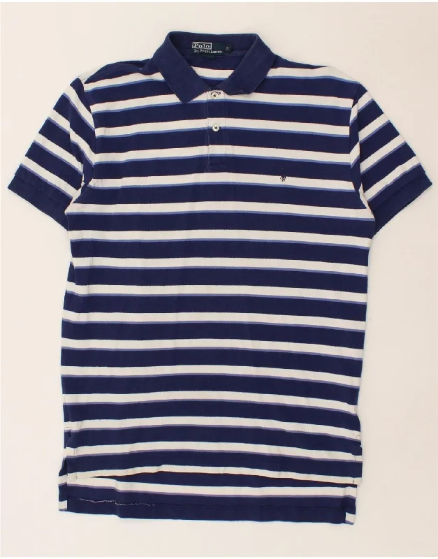 POLO RALPH LAUREN Mens Polo Shirt Medium Navy Blue Striped CottonWomen’s modern polo shirt look