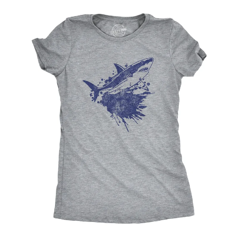 Shark Ink Splatter Women's T Shirt-- Jersey Fabric Tulle Fabric Batik Fabric