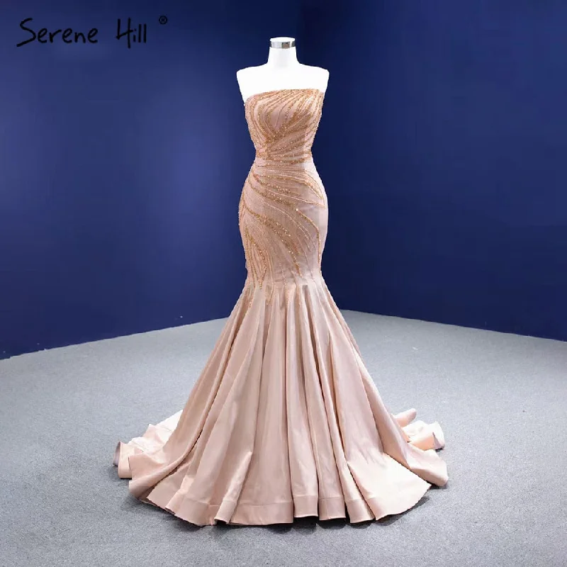 Serene Hill Nude Mermaid Sexy Evening Dresses Gowns 2024 Beaded Elegant High-end For Women Party HM67320 Elegant Long Evening