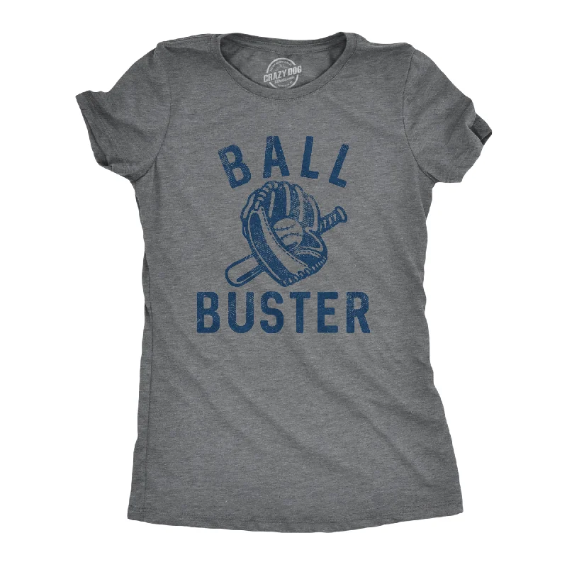 Ball Buster Baseball Women's T Shirt-- Notch Collar Peter Pan Collar Cowl Neck