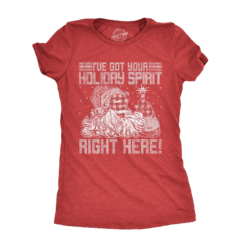 Ive Got Your Holiday Spirit Right Here Women's T Shirt-- Polka Dot Checkered Tartan