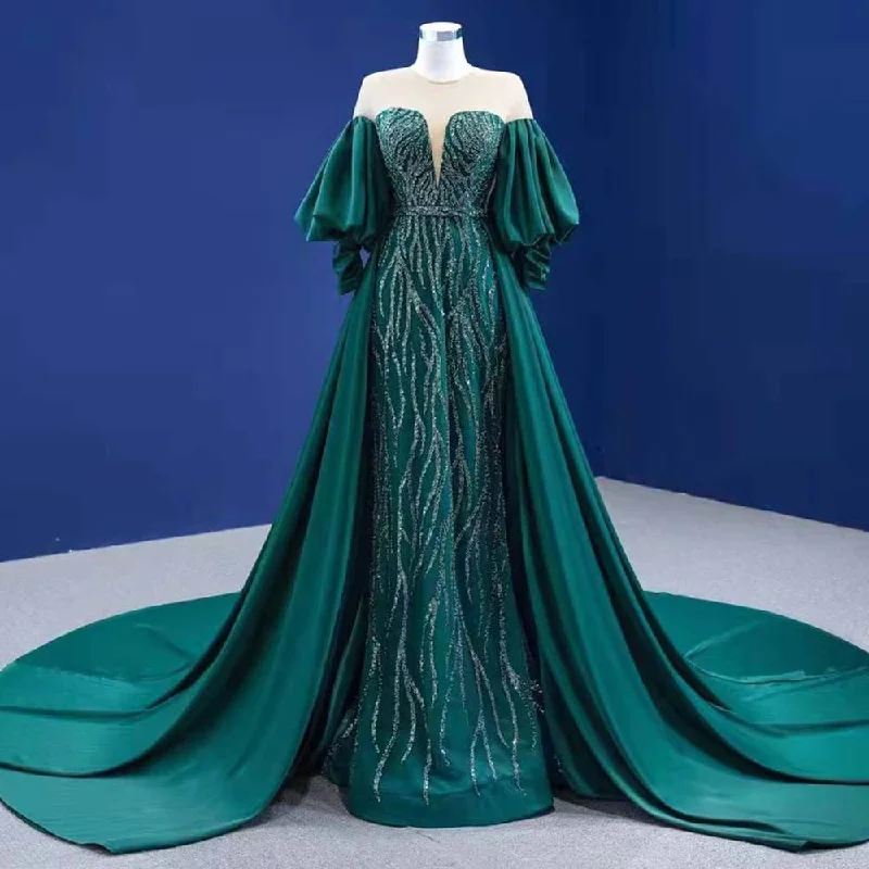 Serene Hill Green Overskirt Mermaid  Evening Dresses Gowns 2024 Elegant Luxury Beaded For Women Party HM67428 Tunics Cozy soft