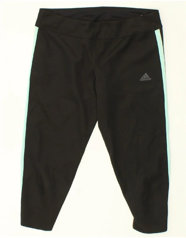 ADIDAS Womens Climacool Capri Leggings UK 16 /18 Large Black Polyester Comfortable Cold Weather Leggings