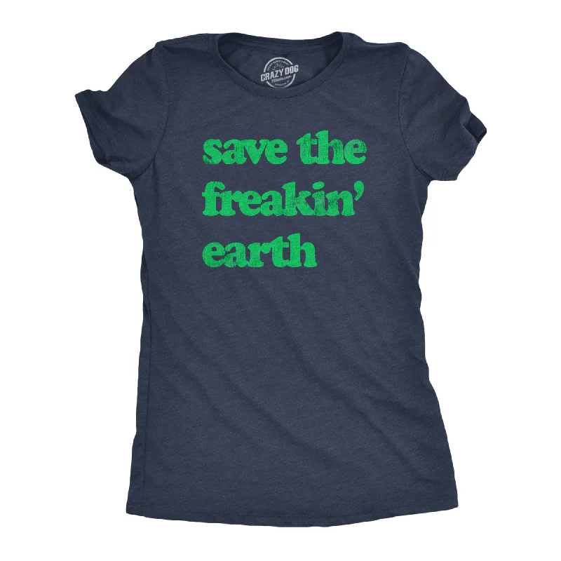 Save The Freakin Earth Women's T Shirt-- Beaded Sequined Faux Fur