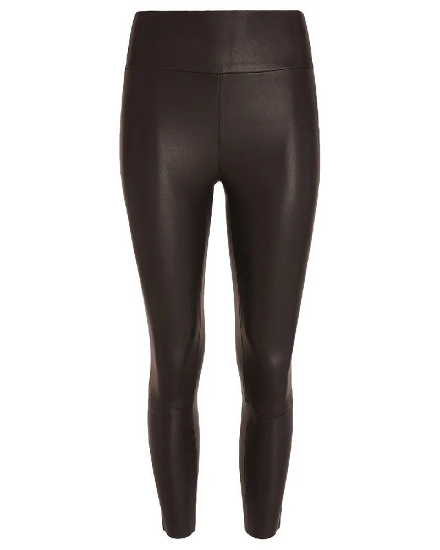 Crop Leather Legging in Black Trendy Seamless Fit Leggings